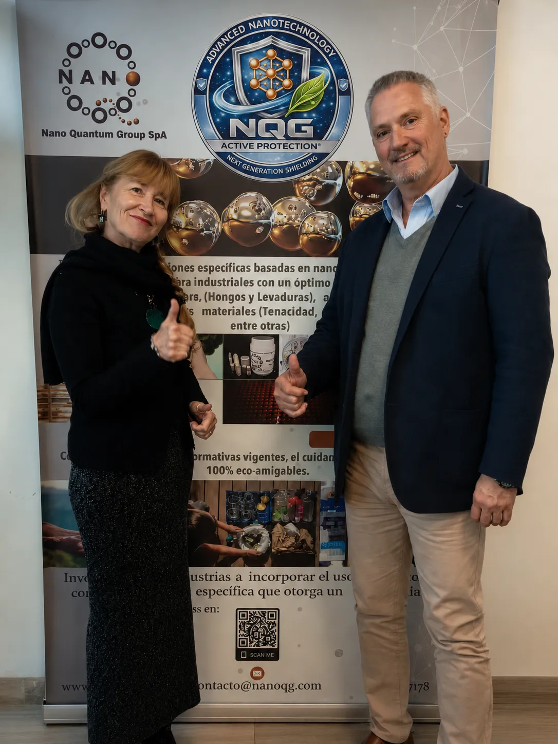 Fernando Blaitt, Gerente General de NQG, Mariana Soto, Gerente General de CENEM CENEM visita Nano Quantum Group para conocer avances en nanotecnología aplicada al packaging